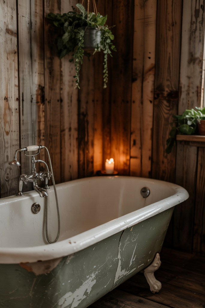 A clawfoot tub showing genuine age and patina