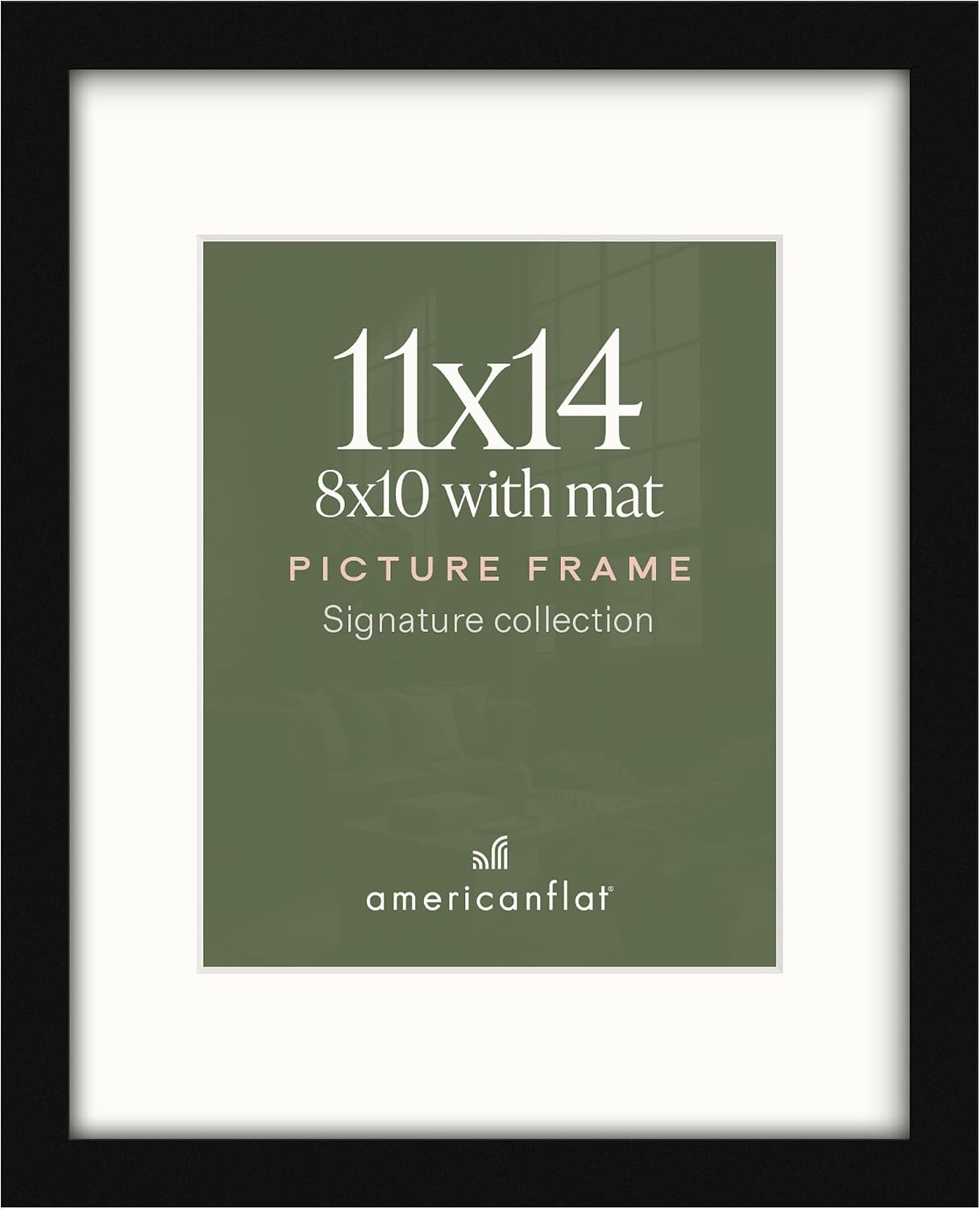 Americanflat 11x14 Picture Frame, Matted to 8x10, Black Wood