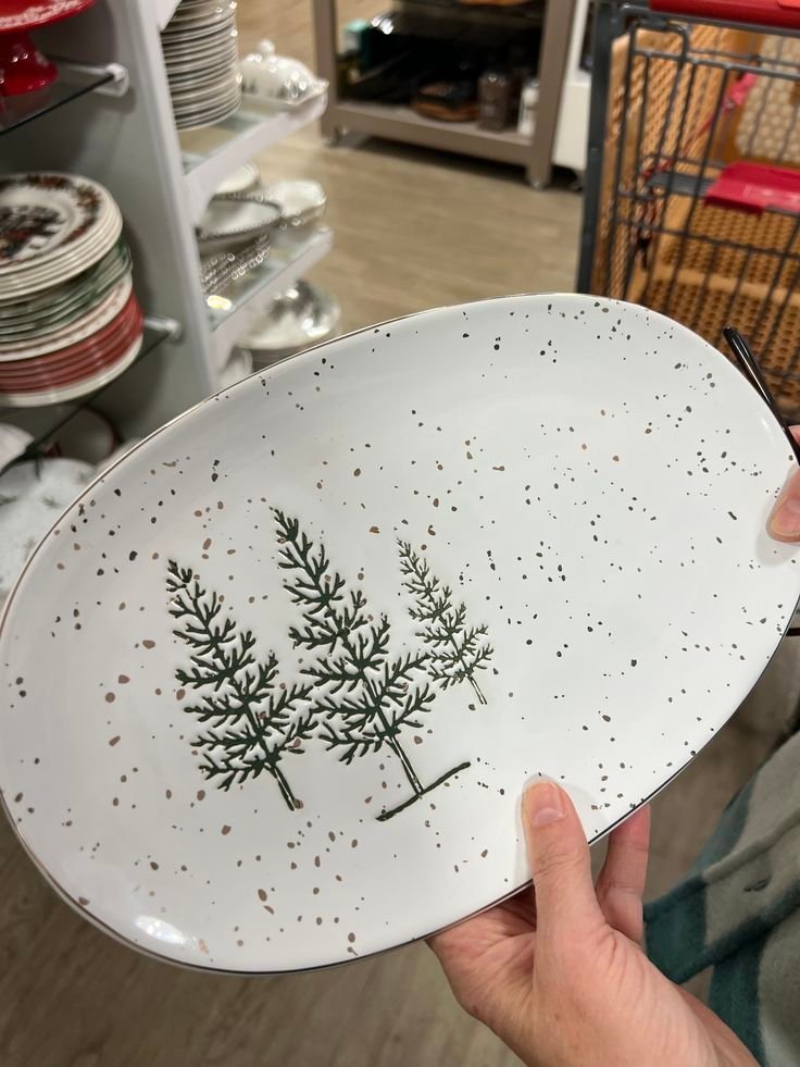 Hand-painted ceramic bowl with a simple winter design