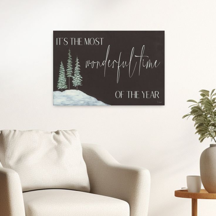 Framed winter quote wall print with a seasonal illustration