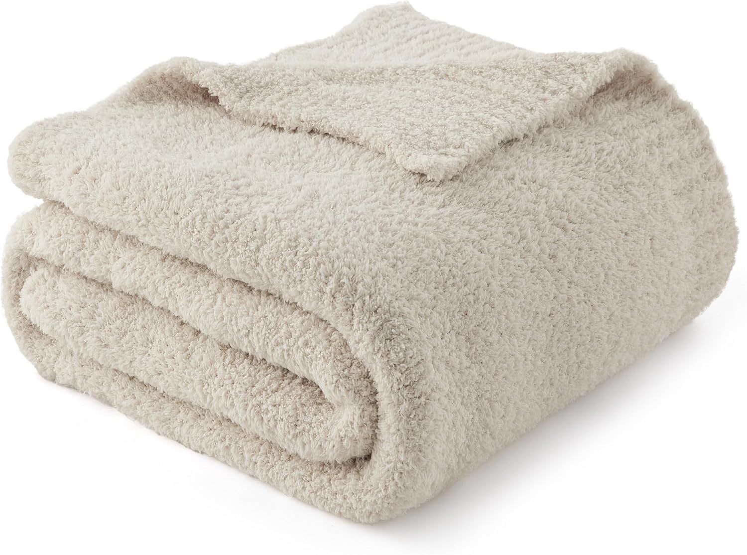 Bedsure Beige Knit Throw Blanket for Couch, Super Soft, Cozy and Fuzzy