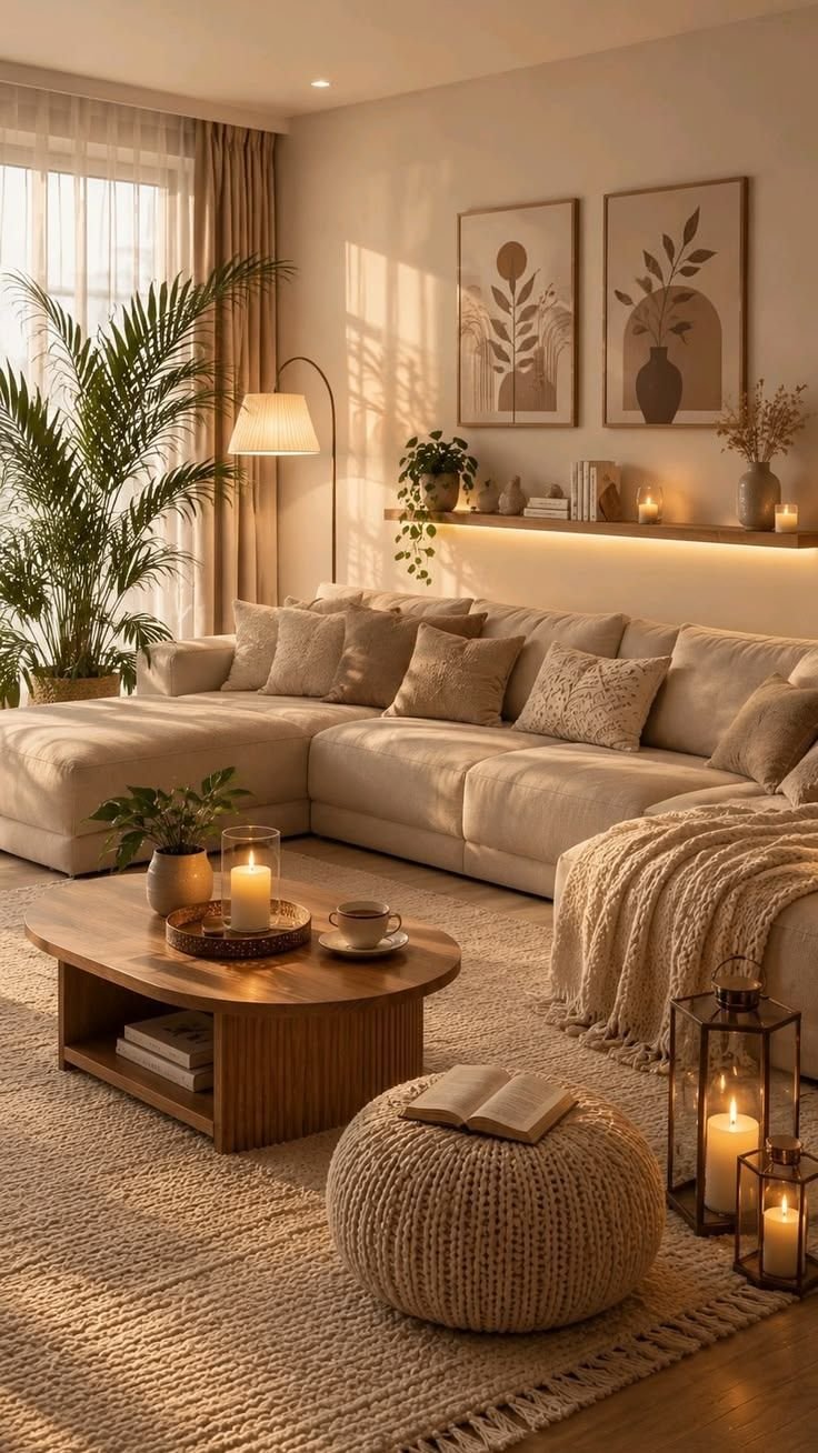 Warm wood accents added to soften a winter room