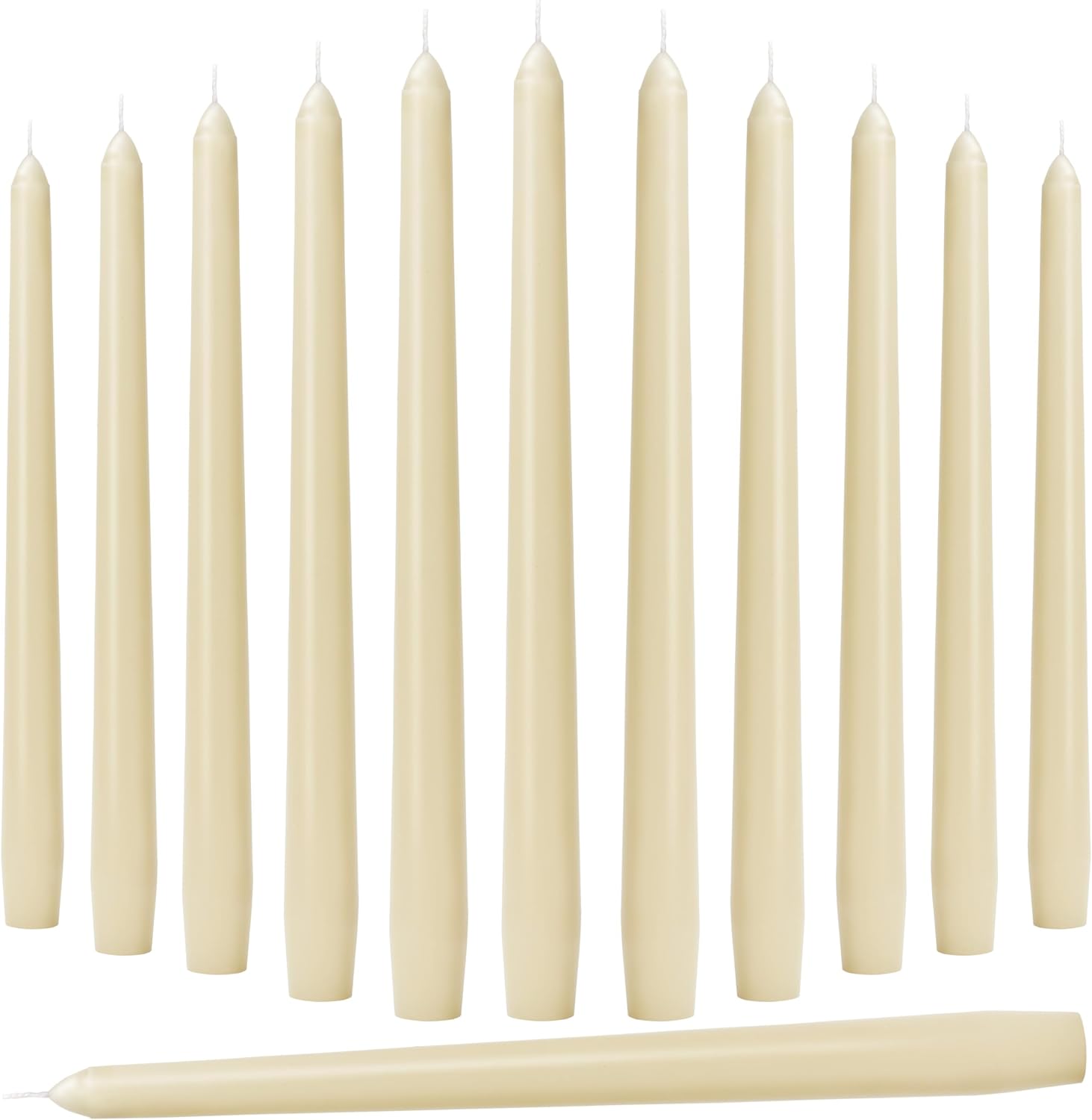 10 Inch Ivory Taper Candles, Dripless and Smokeless, Unscented