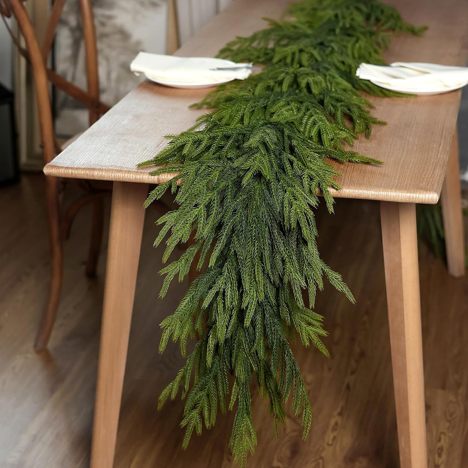 Lifelike Touch Artificial Norfolk Pine Garland, 5 Ft, Real Touch Greenery