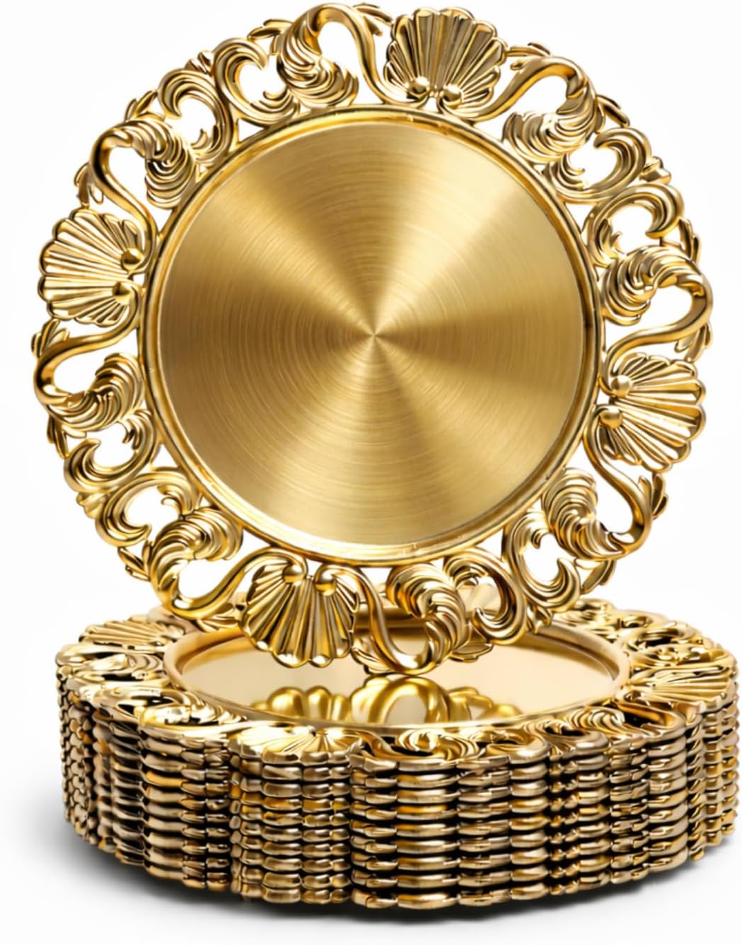 13 Inch Antique Gold Charger Plates, Set of 12