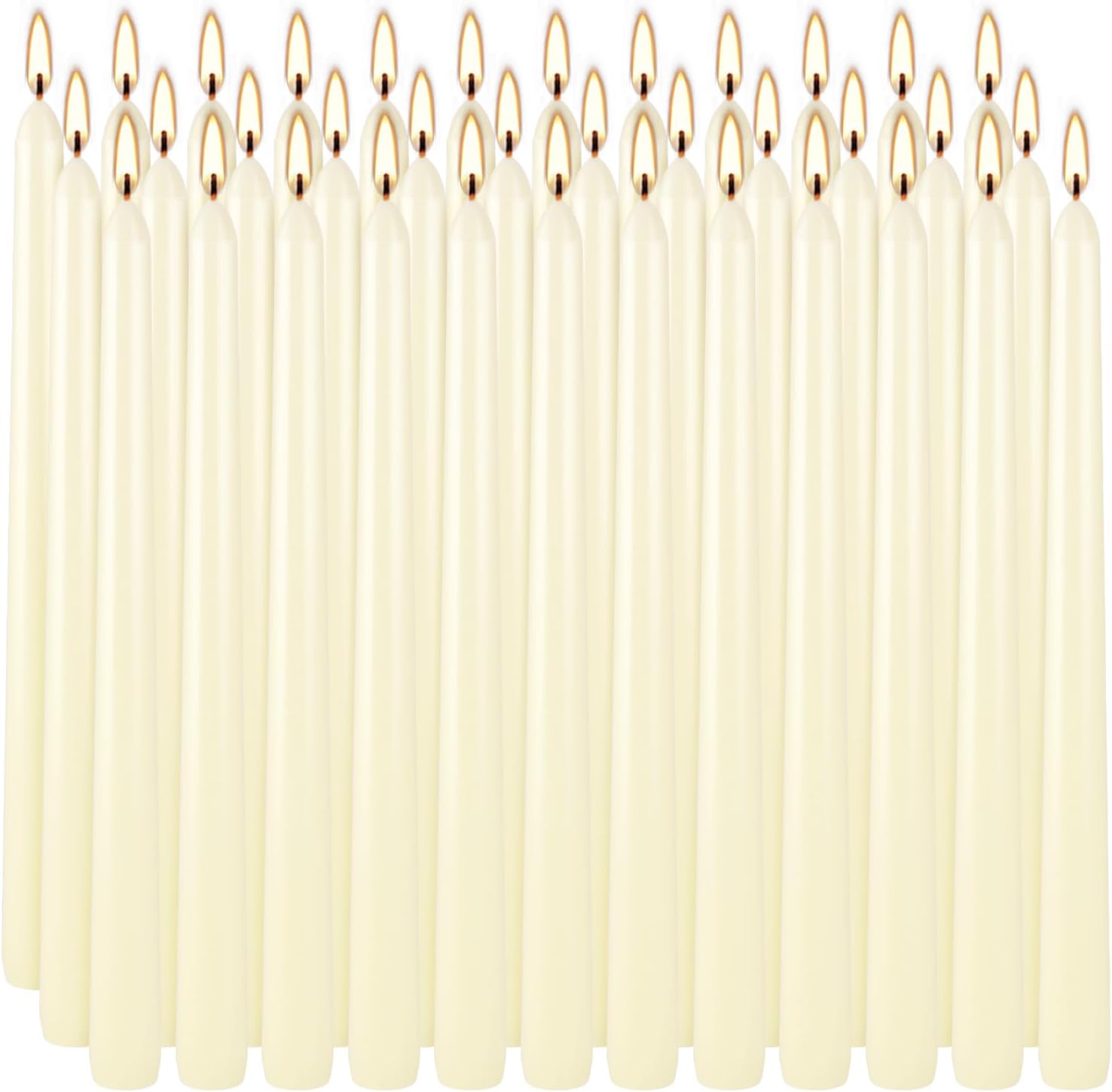 YOROXRG 36 Pack Ivory White Taper Candles, 7 to 8 Hours Burn Time, Unscented