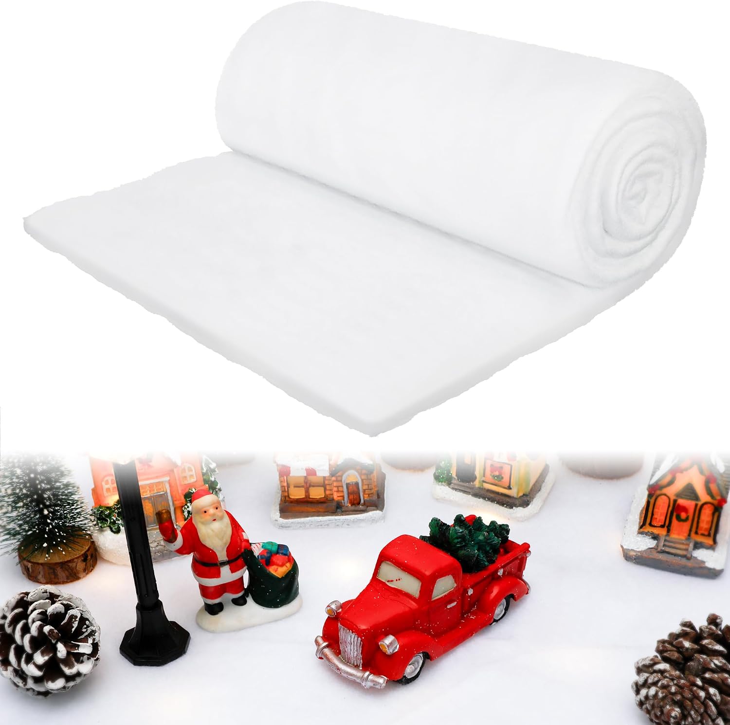 3 x 8 Ft Thick Fluffy Snow Blanket for Christmas Village Winter Scene Decor