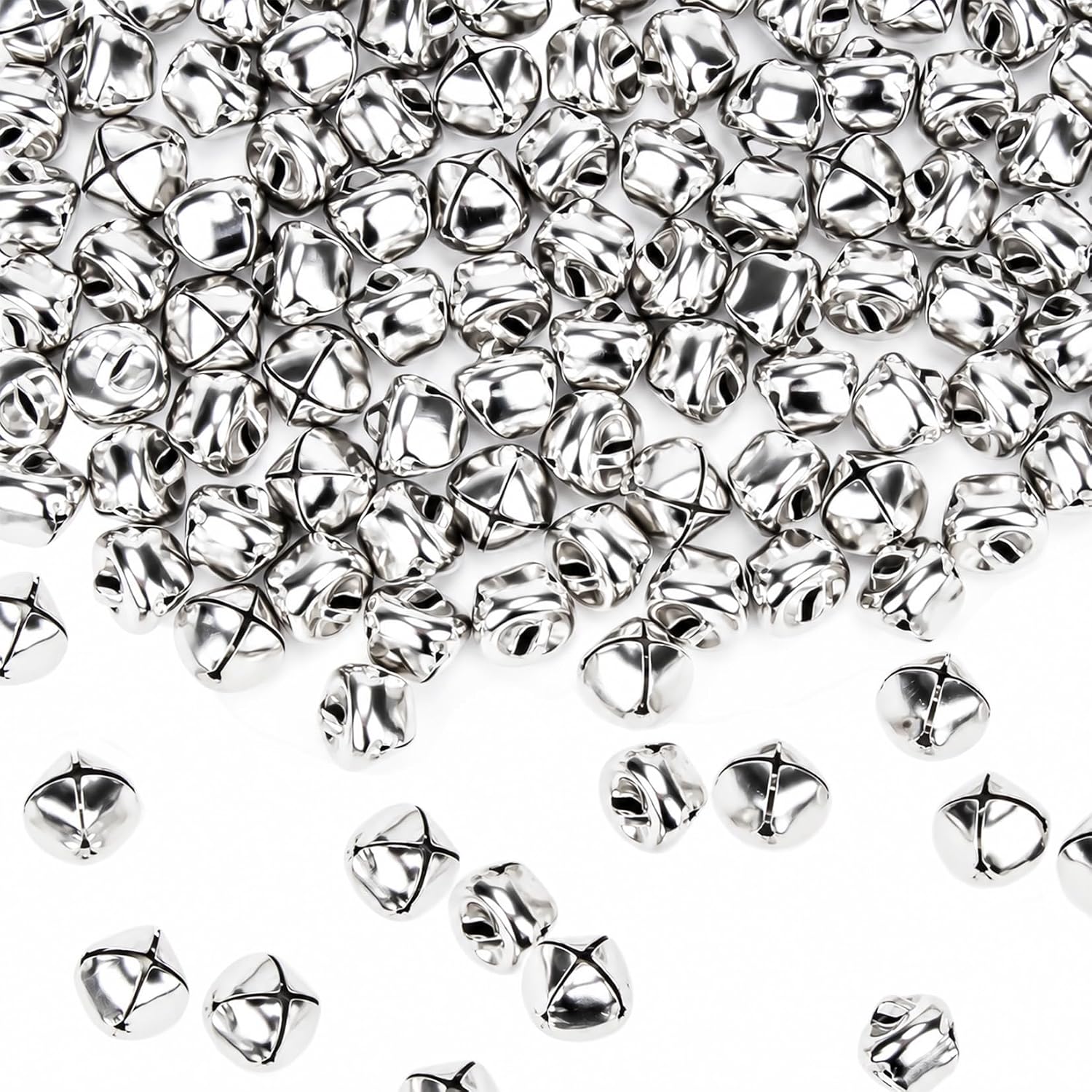 MAQIHAN Silver Jingle Bells for Crafts, 100 Pcs Small Christmas Bells