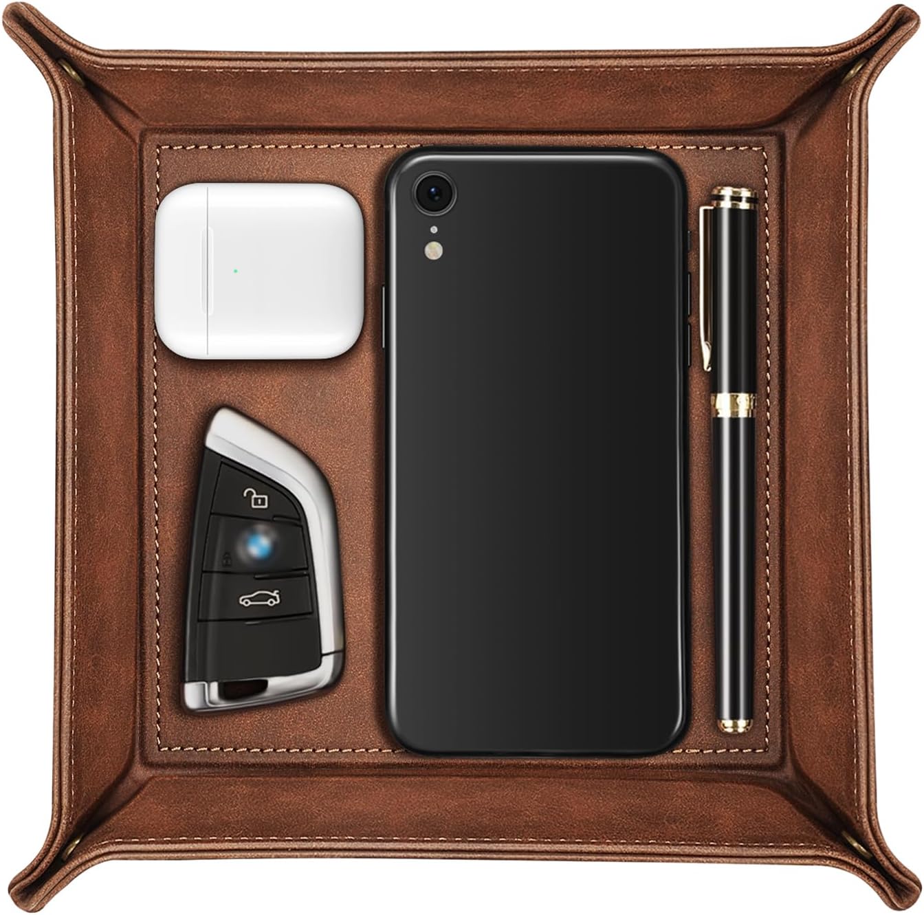 SITHON Leather Valet Tray, Desktop Storage Organizer and Nightstand Caddy